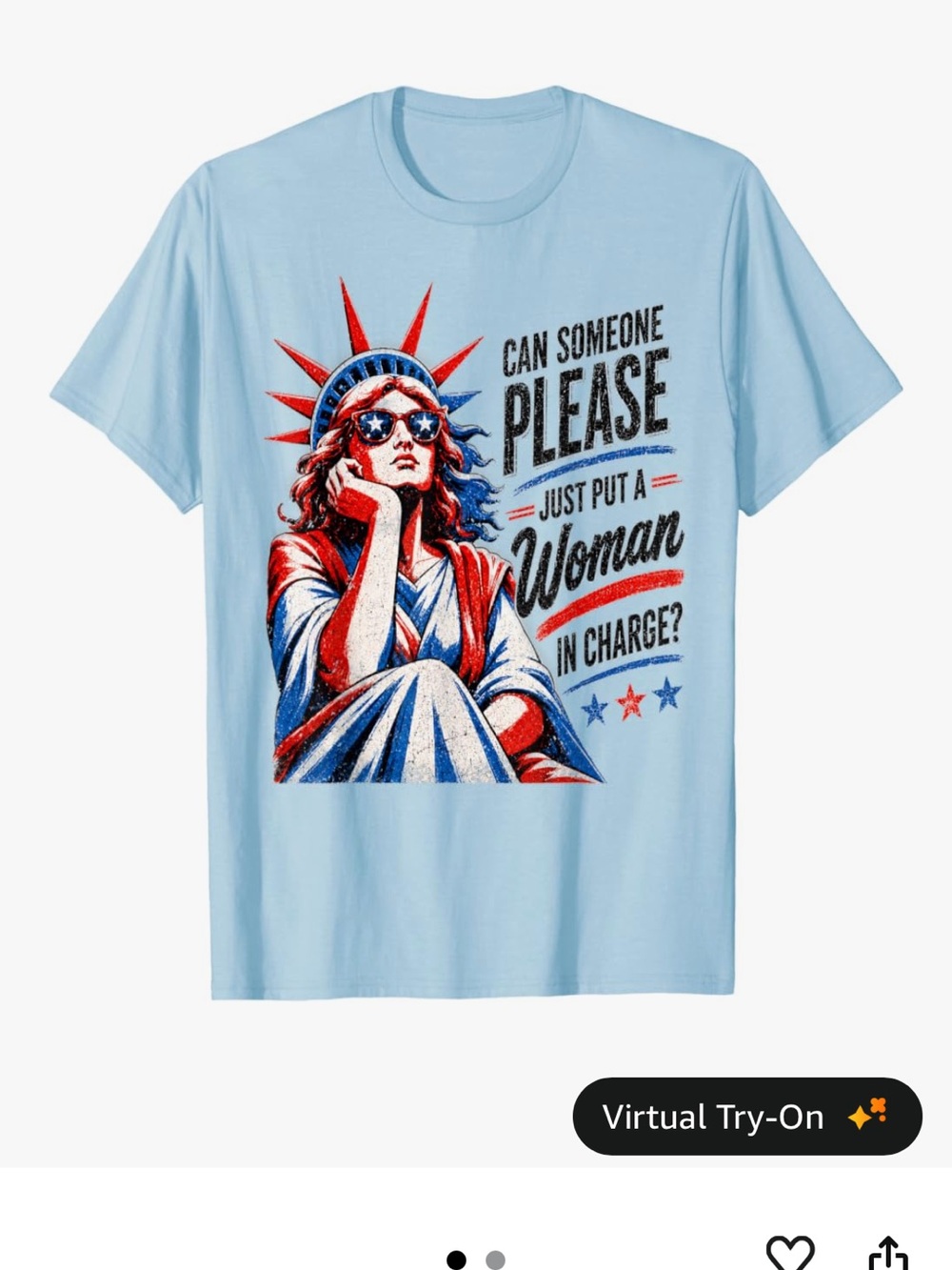 Patriotic 'Woman In Charge' Graphic Tee - Light Blue